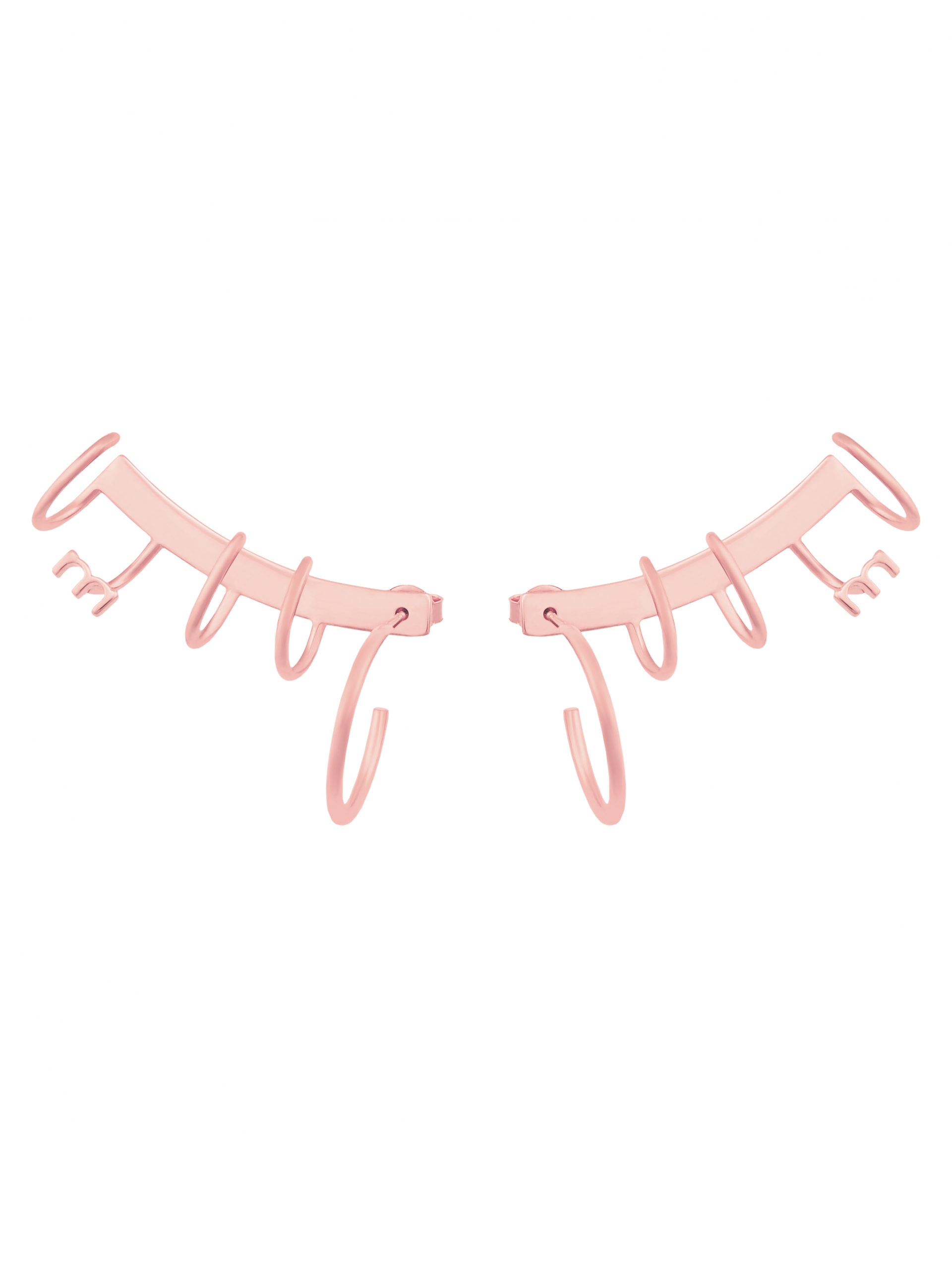 kolczyki nausznice kółka me3 rose gold różowe złoto minimalistyczna biżuteria moie