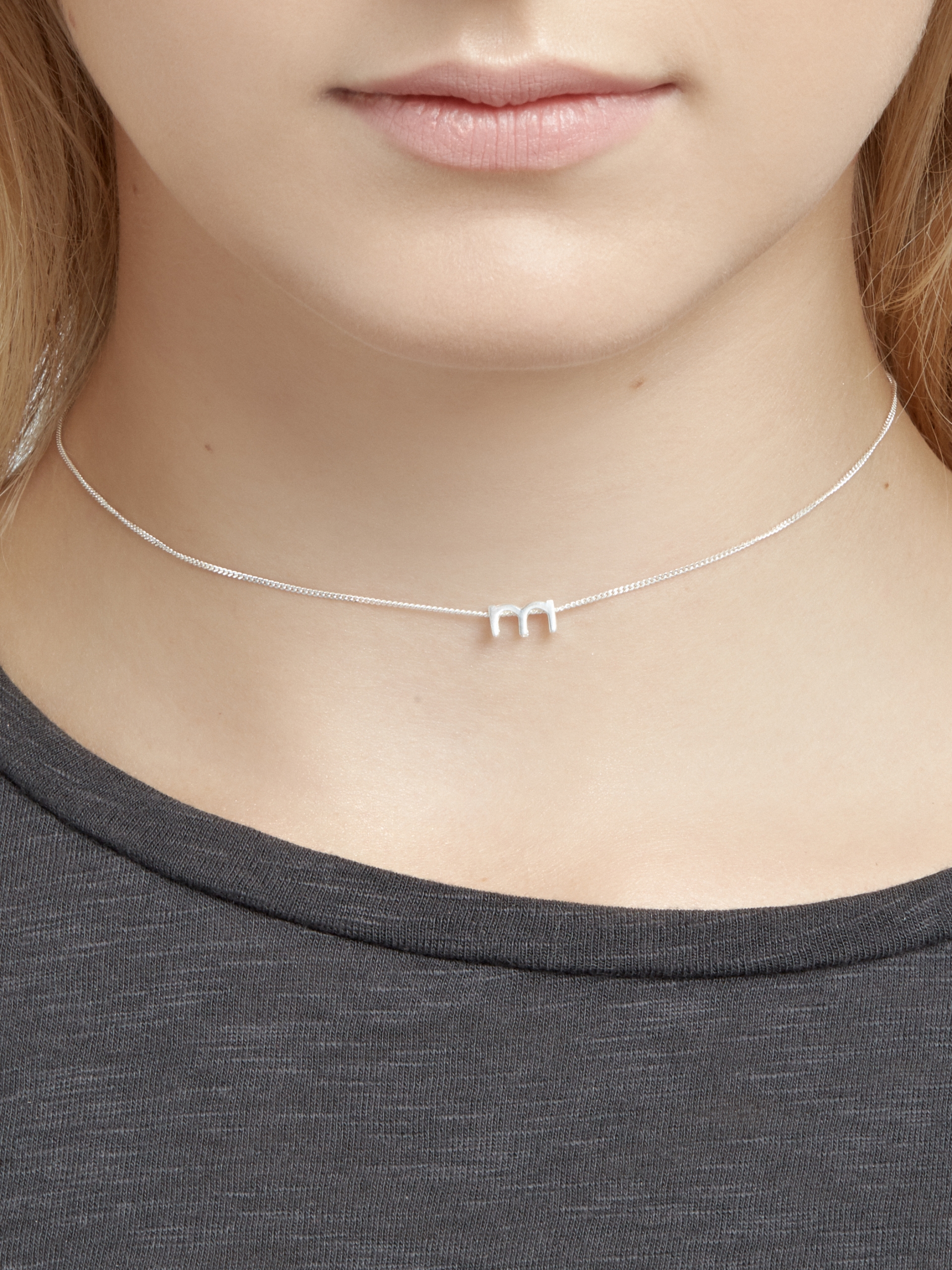necklace me14 silver_3 Srebrny łańcuszek z literką M naszyjnik minimalistyczna biżuteria moie