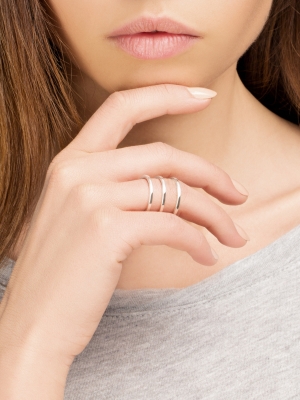 moie Srebrny pierścionek potrójny minimalistyczna biżuteria moie