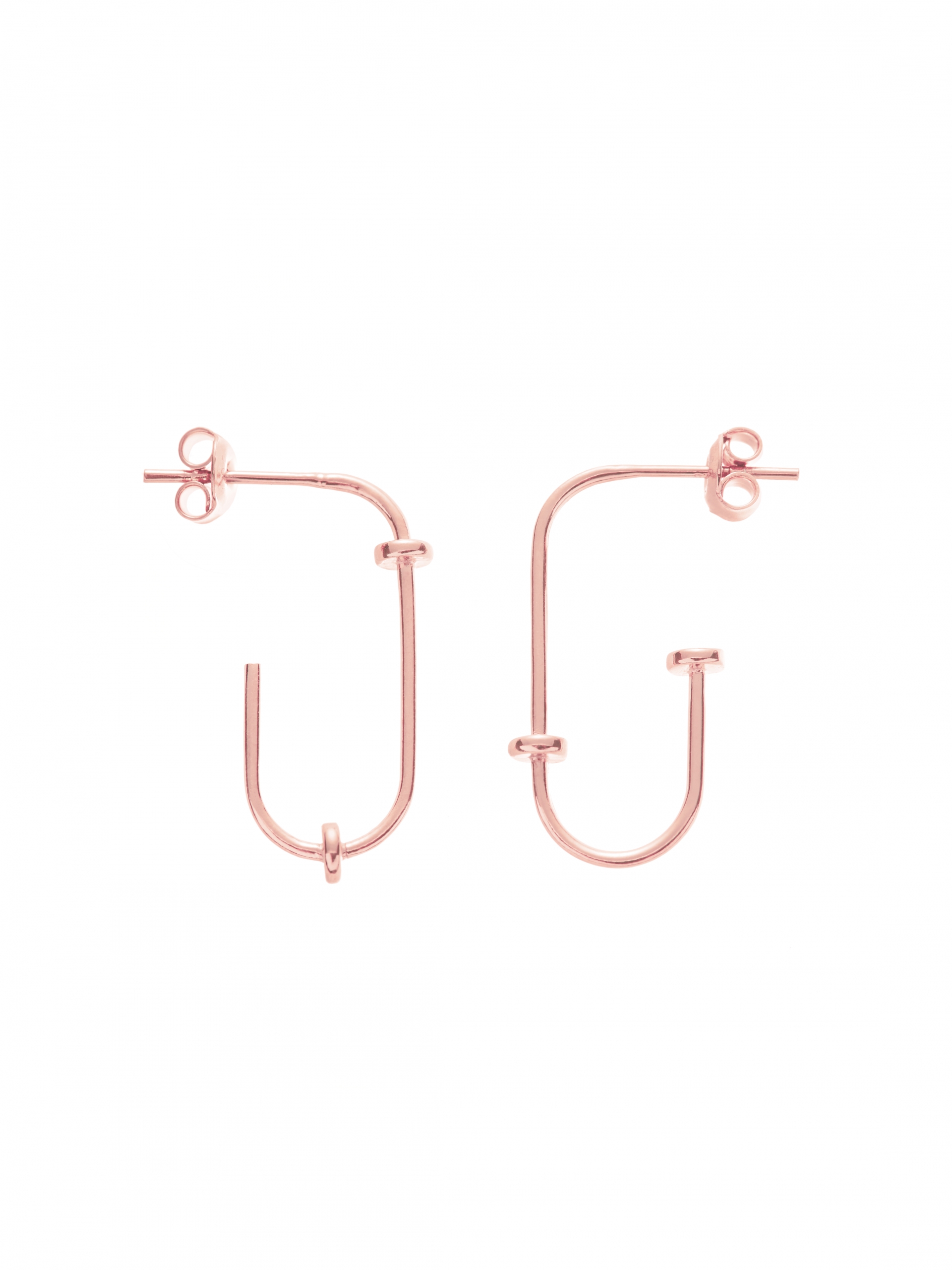 Kolczyki w kształcie agrafki re6 rose gold różowe złoto minimalistyczna biżuteria moie