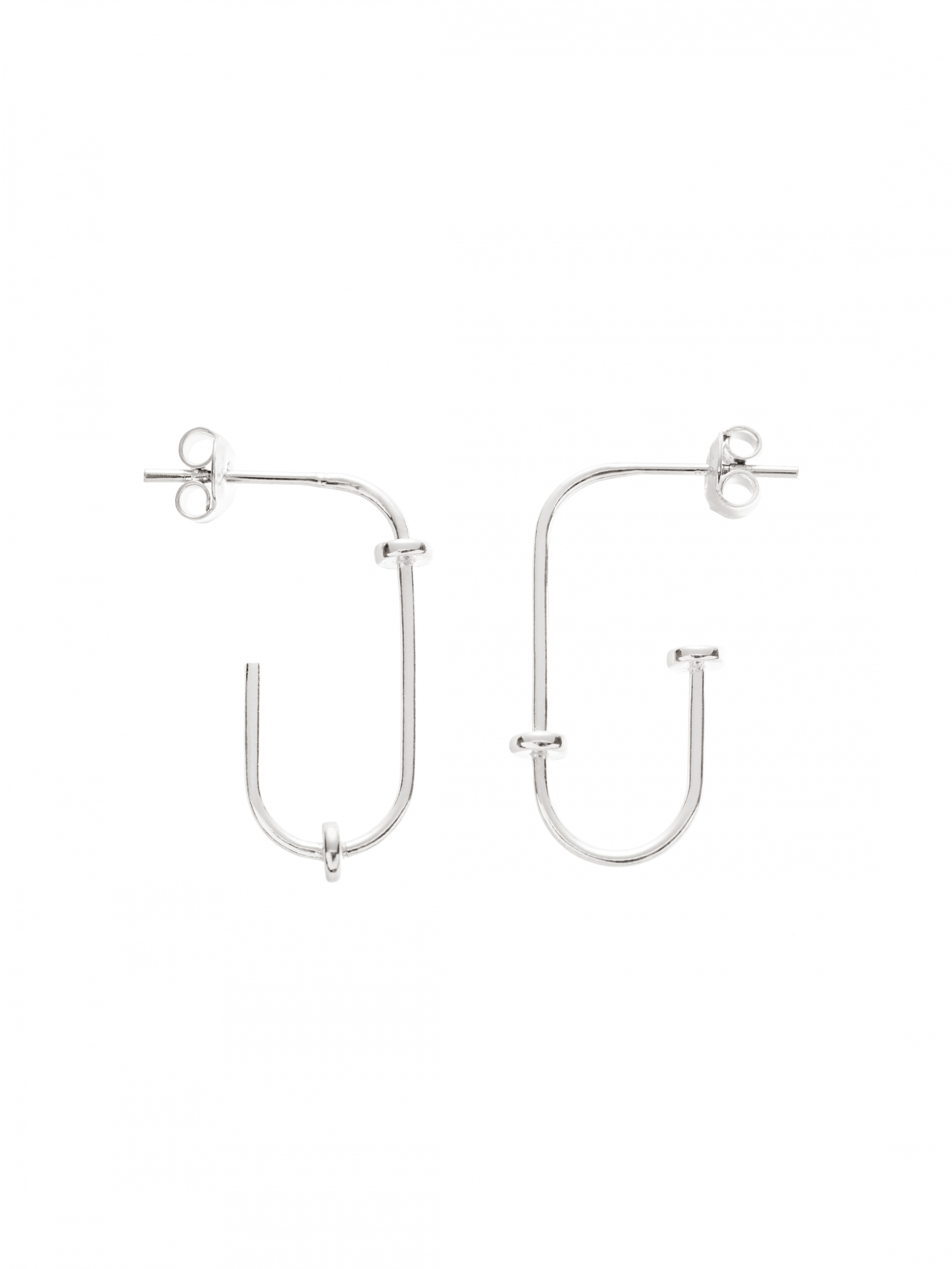 kolczyki agrafki asymetryczne re6 silver srebro minimalistyczna biżuteria moie