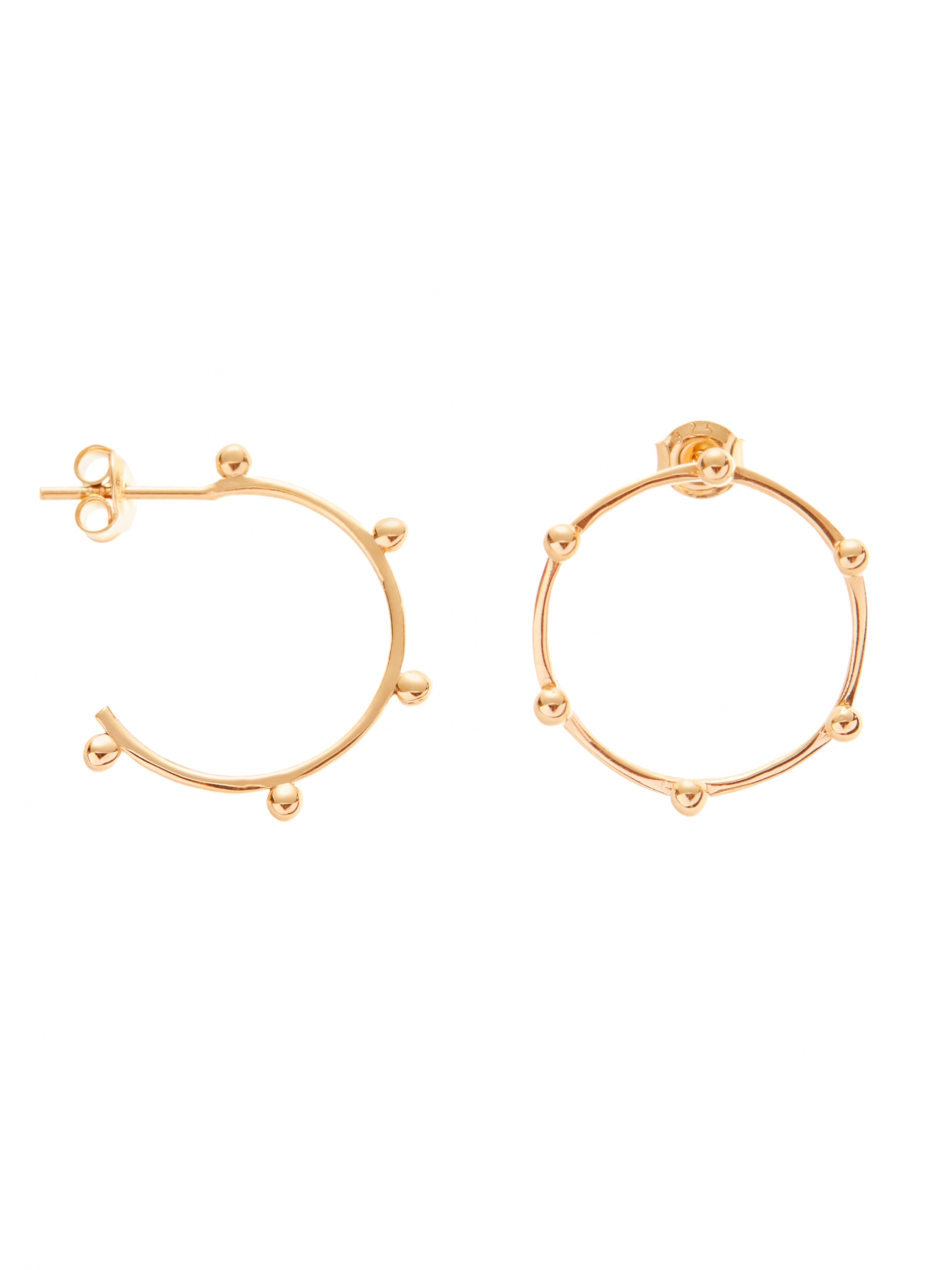 Kolczyki asymetryczne płaskie kółka re7 gold złoto minimalistyczna biżuteria moie