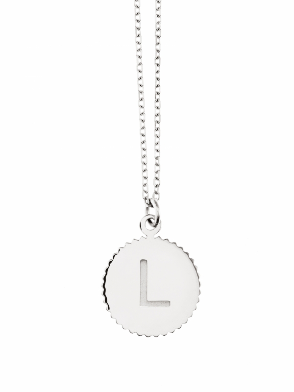 Naszyjnik medalik z literką re1 silver srebro minimalistyczna biżuteria moie